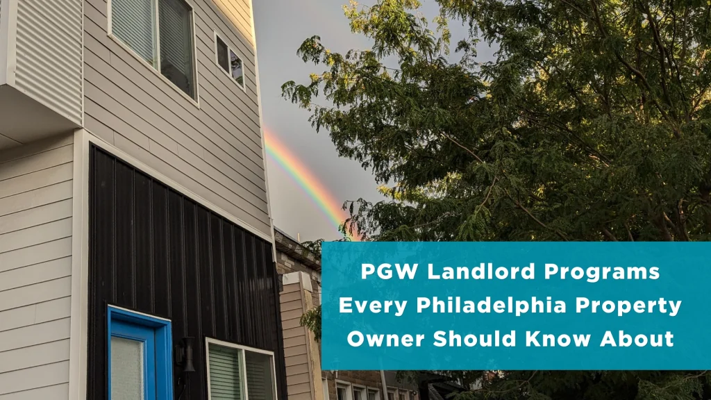Philadelphia rowhomes illustrating rental properties that may qualify for PGW landlord notification programs in Philadelphia.